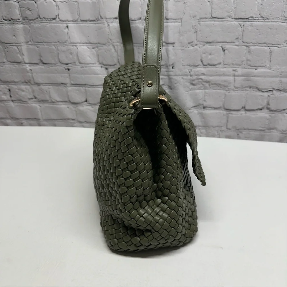 Anthropologie Melie Bianco Natalia Medium Vegan Leather Bag in Olive